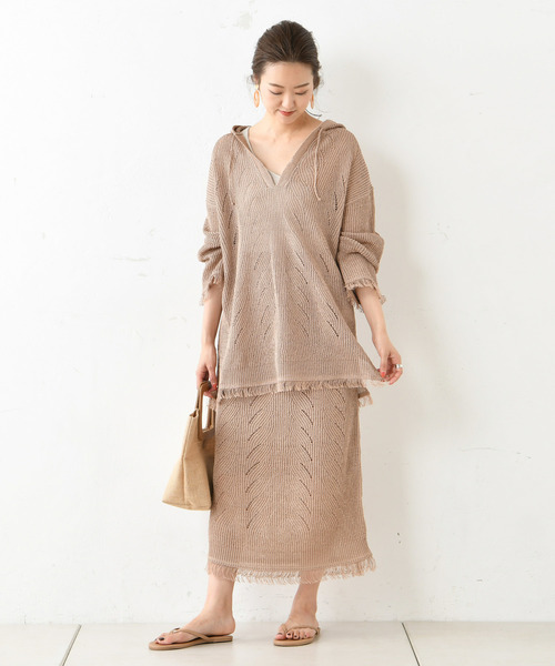 DouDou（ドゥドゥ）の「ニットメキシカンパーカー（ニット/セーター・レディース・チャコールグレー/ブラウン・FREE）」の21枚目の写真