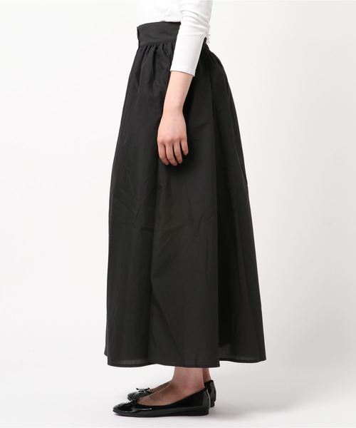 STYLEBLOCK（スタイルブロック）の「ブロードフロントボタンギャザーマキシスカート（スカート・レディース・パープル/ベージュ/ブラック/ホワイト/キャメル/イエロー・M）」の7枚目の写真
