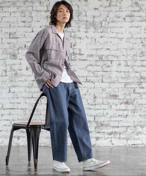 coen（コーエン）の「ワイドエバーリジッドデニムイージーパンツ（デニムパンツ・メンズ・ネイビー・LARGE/MEDIUM/SMALL/X-LARGE）」の16枚目の写真