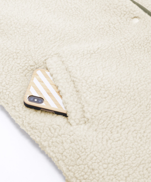 Chaco closet（チャコ クローゼット）の「ボアフリース×キルティング リバーシブルノーカラーロングコート（ノーカラーコート・レディース・ブラック/アイボリー/ライトオリーブ/ダークベージュ/テラコッタ・FREE）」の15枚目の写真