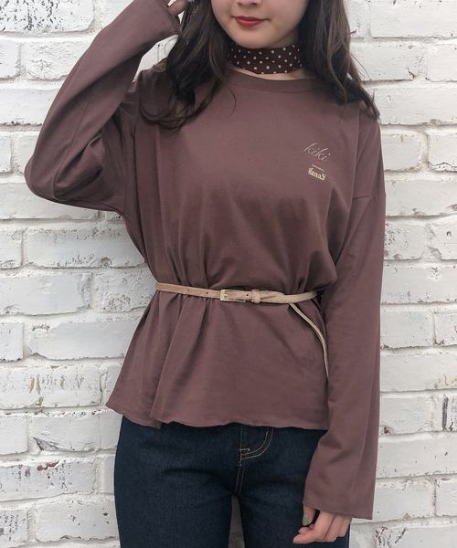 one after another NICE CLAUP(ワンアフターアナザーナイスクラップ)の「ロゴロンT(Tシャツ/カットソー・レディース・ブラウン/オフホワイト/ベージュ/アイボリー/ホワイト/ミント・FREE)」の12枚目の写真