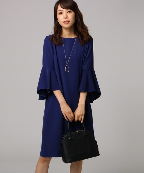 セール L 洗える Untitled アンタイトル のワンピース L Untitled アンタイトル のファッション 洗える ワンピース フレアスリーブツイルワンピース ワンピース Sale 14 Off