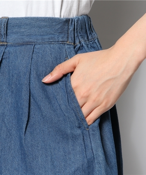 WEGO(ウィゴー)の「WEGO/デニムタックスカート(デニムスカート・レディース・オフホワイト/インディゴブルー・FREE)」の3枚目の写真