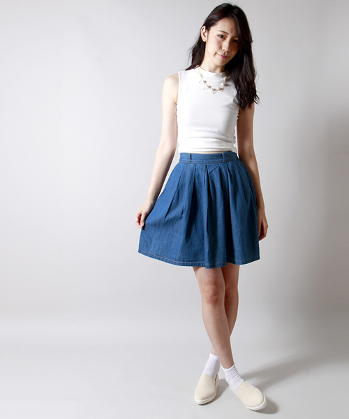 WEGO(ウィゴー)の「WEGO/デニムタックスカート(デニムスカート・レディース・オフホワイト/インディゴブルー・FREE)」の12枚目の写真