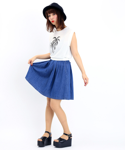 WEGO(ウィゴー)の「WEGO/デニムタックスカート(デニムスカート・レディース・オフホワイト/インディゴブルー・FREE)」の14枚目の写真