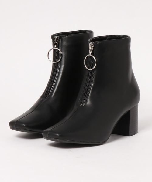 KOBE LETTUCE（コウベレタス）の「フロントジップスクエアトゥショートブーツ（ブーツ・レディース・ホワイト系その他/ダークブラウン/モカ/ブラック・S/M/L/LL）」の9枚目の写真