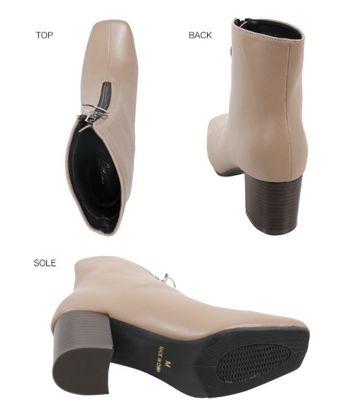 KOBE LETTUCE（コウベレタス）の「フロントジップスクエアトゥショートブーツ（ブーツ・レディース・ホワイト系その他/ダークブラウン/モカ/ブラック・S/M/L/LL）」の15枚目の写真