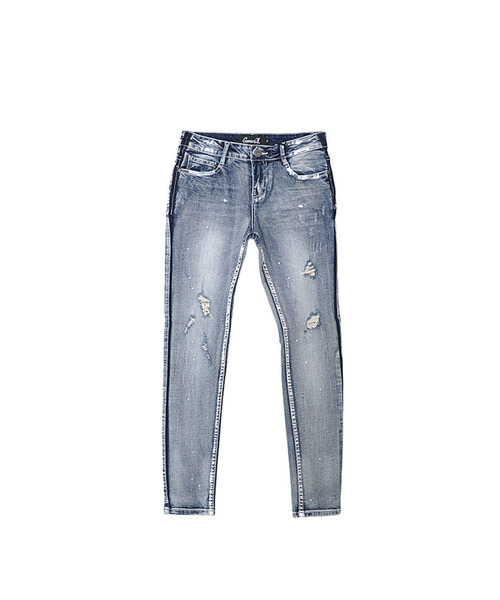 激安本物特価 の デニムパンツ サイドラインクラッシュデニムパンツ Camy19 17 Camy19 17 デニムパンツ Cavaria キャバリア のファッション Bullet セール デニムパンツ