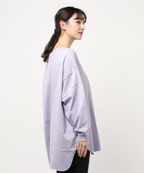 DouDou(ドゥドゥ)の「BIG T 2(Tシャツ/カットソー・レディース・オフホワイト/バイオレット/ライトベージュ/サーモンピンク/ピンク/グレイッシュベージュ・FREE)」の7枚目の写真