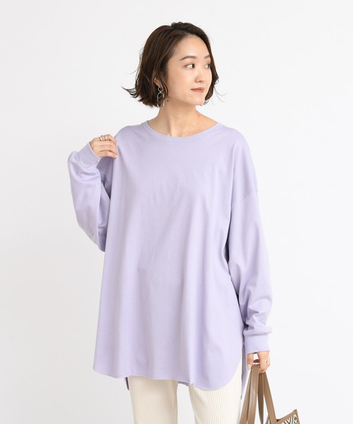 DouDou(ドゥドゥ)の「BIG T 2(Tシャツ/カットソー・レディース・オフホワイト/バイオレット/ライトベージュ/サーモンピンク/ピンク/グレイッシュベージュ・FREE)」の4枚目の写真