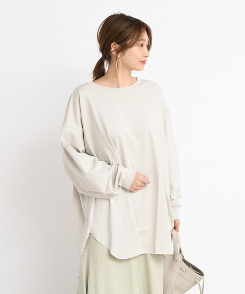 DouDou(ドゥドゥ)の「BIG T 2(Tシャツ/カットソー・レディース・オフホワイト/バイオレット/ライトベージュ/サーモンピンク/ピンク/グレイッシュベージュ・FREE)」の2枚目の写真