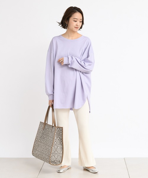 DouDou(ドゥドゥ)の「BIG T 2(Tシャツ/カットソー・レディース・オフホワイト/バイオレット/ライトベージュ/サーモンピンク/ピンク/グレイッシュベージュ・FREE)」の10枚目の写真