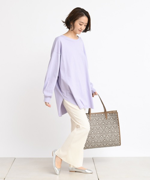 DouDou(ドゥドゥ)の「BIG T 2(Tシャツ/カットソー・レディース・オフホワイト/バイオレット/ライトベージュ/サーモンピンク/ピンク/グレイッシュベージュ・FREE)」の11枚目の写真