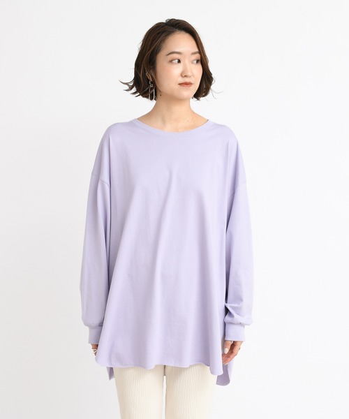 DouDou(ドゥドゥ)の「BIG T 2(Tシャツ/カットソー・レディース・オフホワイト/バイオレット/ライトベージュ/サーモンピンク/ピンク/グレイッシュベージュ・FREE)」の16枚目の写真