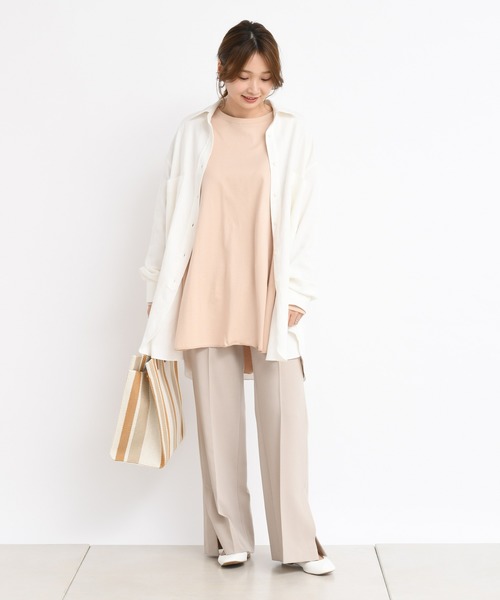 DouDou(ドゥドゥ)の「BIG T 2(Tシャツ/カットソー・レディース・オフホワイト/バイオレット/ライトベージュ/サーモンピンク/ピンク/グレイッシュベージュ・FREE)」の22枚目の写真