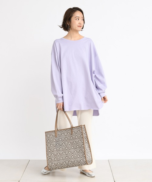 DouDou(ドゥドゥ)の「BIG T 2(Tシャツ/カットソー・レディース・オフホワイト/バイオレット/ライトベージュ/サーモンピンク/ピンク/グレイッシュベージュ・FREE)」の9枚目の写真