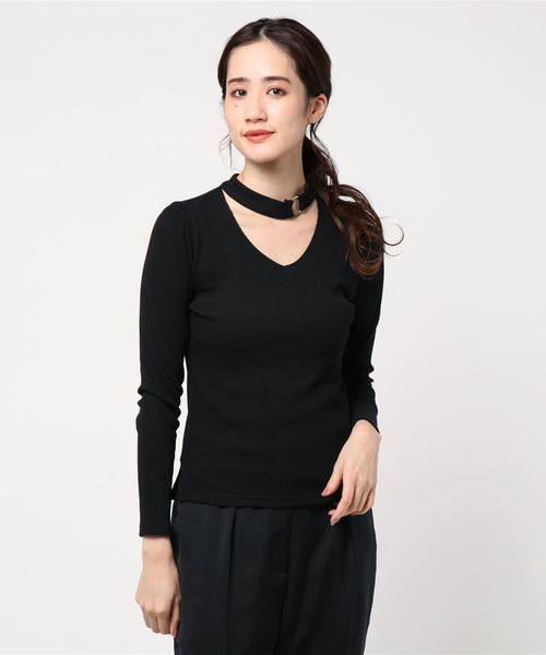 one way(ワンウェイ)の「リングチョーカーパワショルトップス(Tシャツ/カットソー・レディース・ブラック/ベージュ/ライトグリーン/ホワイト・M)」の7枚目の写真