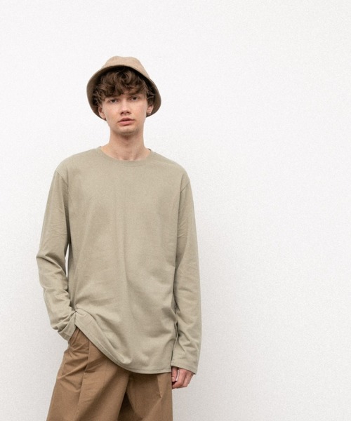 YARD PLUS（ヤードプリュス）の「YARD PLUS  無地ロングスリーブカラーTシャツ（Tシャツ/カットソー・メンズ・ホワイト/カーキ/ピンク/オレンジ/ライトパープル/ライトグリーン・MEDIUM/LARGE）」の4枚目の写真