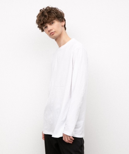 YARD PLUS（ヤードプリュス）の「YARD PLUS  無地ロングスリーブカラーTシャツ（Tシャツ/カットソー・メンズ・ホワイト/カーキ/ピンク/オレンジ/ライトパープル/ライトグリーン・MEDIUM/LARGE）」の15枚目の写真