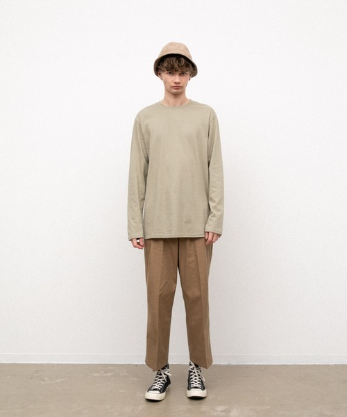 YARD PLUS（ヤードプリュス）の「YARD PLUS  無地ロングスリーブカラーTシャツ（Tシャツ/カットソー・メンズ・ホワイト/カーキ/ピンク/オレンジ/ライトパープル/ライトグリーン・MEDIUM/LARGE）」の9枚目の写真