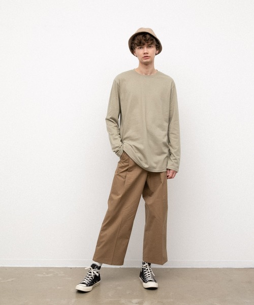 YARD PLUS（ヤードプリュス）の「YARD PLUS  無地ロングスリーブカラーTシャツ（Tシャツ/カットソー・メンズ・ホワイト/カーキ/ピンク/オレンジ/ライトパープル/ライトグリーン・MEDIUM/LARGE）」の8枚目の写真