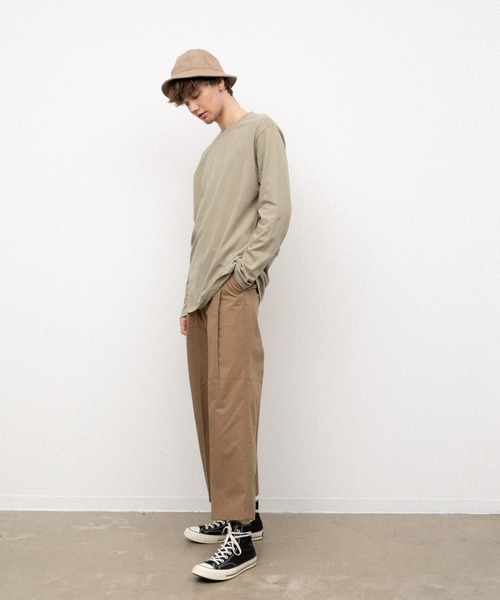 YARD PLUS（ヤードプリュス）の「YARD PLUS  無地ロングスリーブカラーTシャツ（Tシャツ/カットソー・メンズ・ホワイト/カーキ/ピンク/オレンジ/ライトパープル/ライトグリーン・MEDIUM/LARGE）」の7枚目の写真