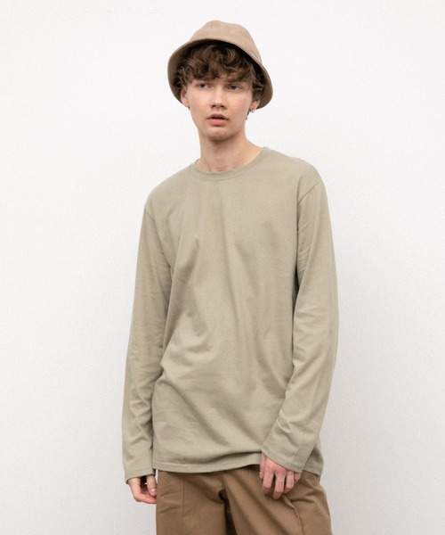 YARD PLUS（ヤードプリュス）の「YARD PLUS  無地ロングスリーブカラーTシャツ（Tシャツ/カットソー・メンズ・ホワイト/カーキ/ピンク/オレンジ/ライトパープル/ライトグリーン・MEDIUM/LARGE）」の10枚目の写真