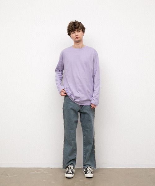 YARD PLUS（ヤードプリュス）の「YARD PLUS  無地ロングスリーブカラーTシャツ（Tシャツ/カットソー・メンズ・ホワイト/カーキ/ピンク/オレンジ/ライトパープル/ライトグリーン・MEDIUM/LARGE）」の19枚目の写真