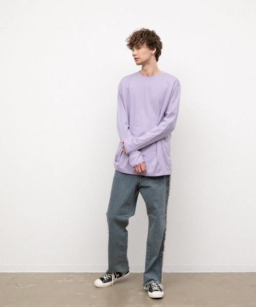 YARD PLUS（ヤードプリュス）の「YARD PLUS  無地ロングスリーブカラーTシャツ（Tシャツ/カットソー・メンズ・ホワイト/カーキ/ピンク/オレンジ/ライトパープル/ライトグリーン・MEDIUM/LARGE）」の17枚目の写真