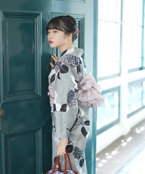 セール 注染浴衣3点セット 上品グレーに紫陽花 浴衣 Utatane ウタタネ のファッション通販 Zozotown