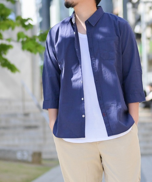 JOHN'S CLOSET(ジョンズクローゼット)の「【i】 綿麻ストレッチ七分袖シャツ(シャツ/ブラウス・メンズ・ブラック/ホワイト/カーキ/ネイビー/モカ・MEDIUM/X-LARGE/LARGE)」の5枚目の写真