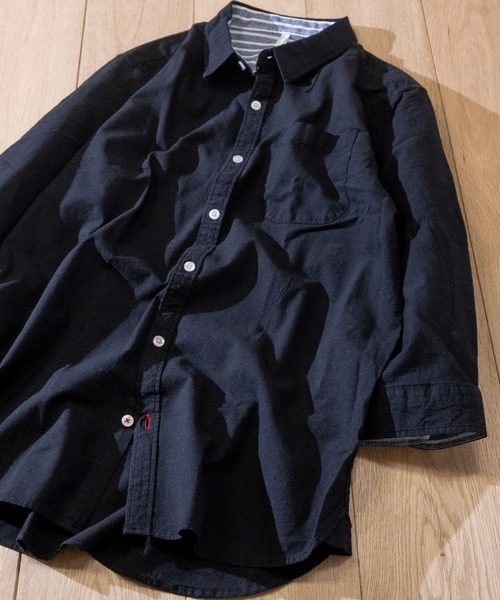 JOHN'S CLOSET(ジョンズクローゼット)の「【i】 綿麻ストレッチ七分袖シャツ(シャツ/ブラウス・メンズ・ブラック/ホワイト/カーキ/ネイビー/モカ・MEDIUM/X-LARGE/LARGE)」の2枚目の写真