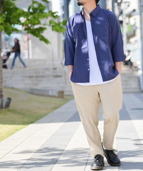JOHN'S CLOSET(ジョンズクローゼット)の「【i】 綿麻ストレッチ七分袖シャツ(シャツ/ブラウス・メンズ・ブラック/ホワイト/カーキ/ネイビー/モカ・MEDIUM/X-LARGE/LARGE)」の22枚目の写真