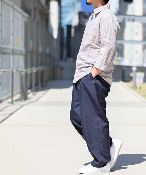 JOHN'S CLOSET(ジョンズクローゼット)の「【i】 綿麻ストレッチ七分袖シャツ(シャツ/ブラウス・メンズ・ブラック/ホワイト/カーキ/ネイビー/モカ・MEDIUM/X-LARGE/LARGE)」の20枚目の写真