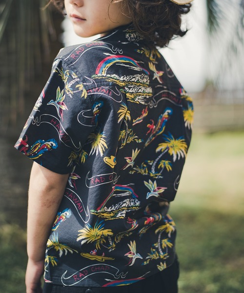 RADCHAP（ラッドチャップ）の「【ペア】アロハ柄半袖シャツ（シャツ/ブラウス・キッズ・ブラック/オレンジ・90cm/110cm/100cm/120cm/130cm/140cm/150cm）」の6枚目の写真