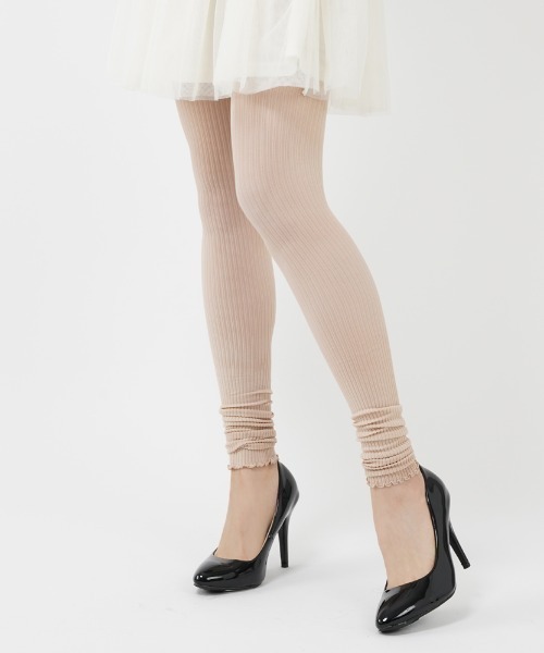 Tuche（トゥシェ）の「【Tuche（トゥシェ）】リブ裾メロウ　レギンス　13分丈（レギンス/スパッツ・レディース・ブラウン系その他/ピンクベージュ・M～Ｌ）」の6枚目の写真