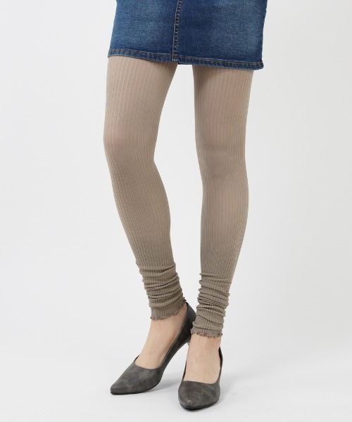 Tuche（トゥシェ）の「【Tuche（トゥシェ）】リブ裾メロウ　レギンス　13分丈（レギンス/スパッツ・レディース・ブラウン系その他/ピンクベージュ・M～Ｌ）」の7枚目の写真
