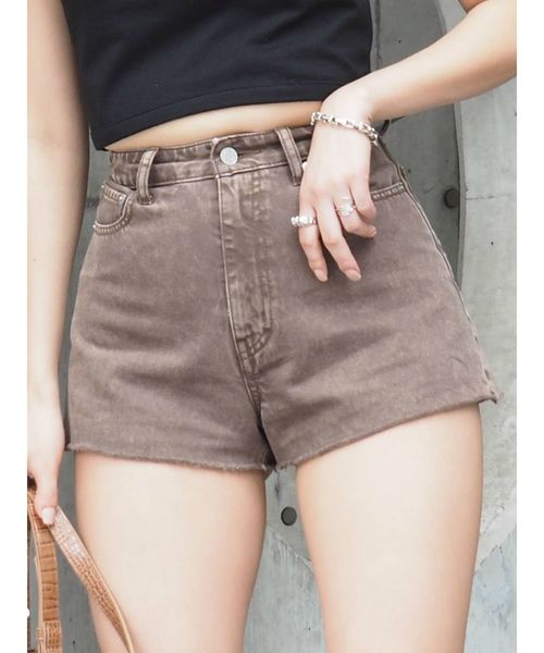 EVRIS（エヴリス）の「BASIC ショートデニムパンツ（デニムパンツ・レディース・ブラック/ブラウン/カーキ・SMALL/MEDIUM）」の3枚目の写真