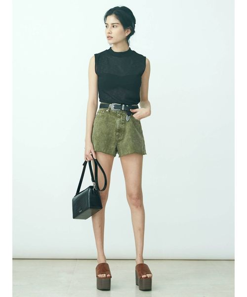 EVRIS（エヴリス）の「BASIC ショートデニムパンツ（デニムパンツ・レディース・ブラック/ブラウン/カーキ・SMALL/MEDIUM）」の14枚目の写真