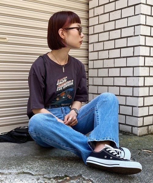 PAGEBOY（ページボーイ）の「プラネットプリントTシャツ（Tシャツ/カットソー・レディース・チャコールグレー/ブラック・FREE）」の12枚目の写真