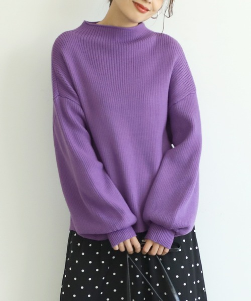 coca（coca）（コカ）の「＼新色登場／袖ボリュームニットトップス（ニット/セーター・レディース・ネイビー/グリーン/グレー/ベージュ/パープル/エメラルド/ダークグリーン/ブルー/ブラック/アイボリー/オレンジ/ピンク/ライトピンク/カーキ/ダークベージュ・ONE SIZE/L/M）」の12枚目の写真