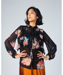 Sov. ポリエステルシフォン<Ｊｅａｎａ>orijinalブラウス ボウタイ Sov. ポリエステルシフォン<Jeana>orijinalブラウス ボウタイ