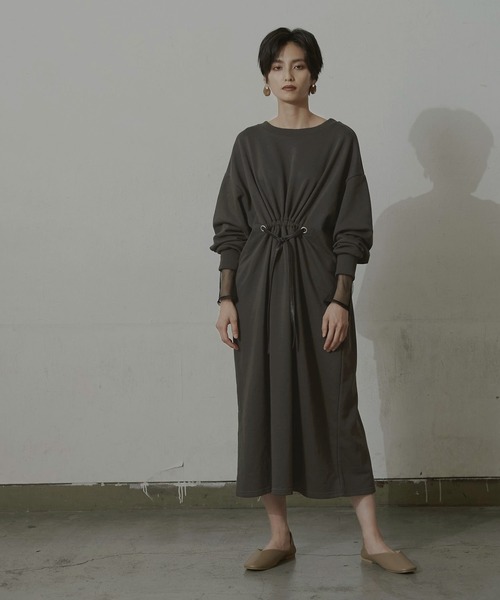miette(ミエット)の「レザードロストコードロングワンピース(ワンピース・レディース・杢グレー/ブラウン/チャコール/ライトベージュ/グリーン・FREE)」の3枚目の写真