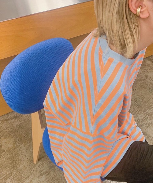 nimiru（ニミル）の「配色ボーダーロンT（Tシャツ/カットソー・レディース・グリーン系その他/ブルー系その他/イエロー系その他/レッド系その他・FREE）」の7枚目の写真