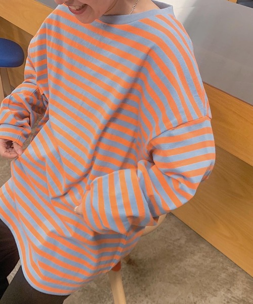 nimiru（ニミル）の「配色ボーダーロンT（Tシャツ/カットソー・レディース・グリーン系その他/ブルー系その他/イエロー系その他/レッド系その他・FREE）」の8枚目の写真