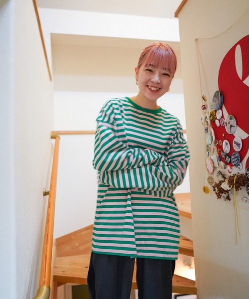 nimiru（ニミル）の「配色ボーダーロンT（Tシャツ/カットソー・レディース・グリーン系その他/ブルー系その他/イエロー系その他/レッド系その他・FREE）」の13枚目の写真