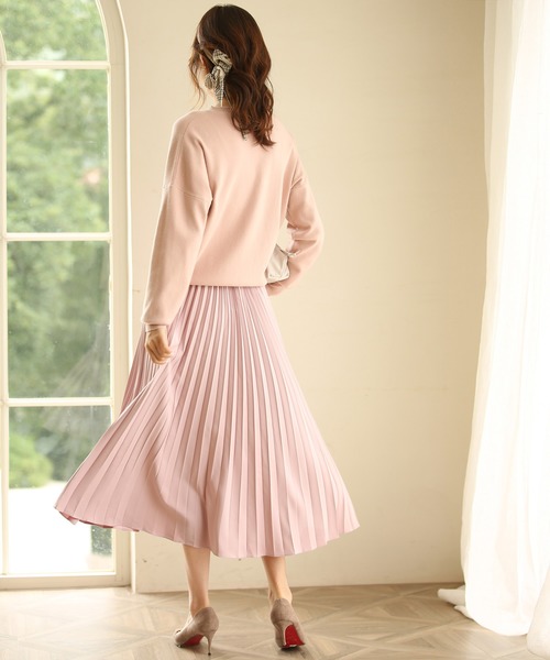 SAISON DE PAPILLON（セゾンドパピヨン）の「バックゴムロングプリーツスカート（スカート・レディース・ブラック/ベージュ/カーキ/ピンク/アイボリー/ブルー・S/M/L/XL）」の8枚目の写真