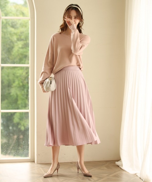 SAISON DE PAPILLON（セゾンドパピヨン）の「バックゴムロングプリーツスカート（スカート・レディース・ブラック/ベージュ/カーキ/ピンク/アイボリー/ブルー・S/M/L/XL）」の10枚目の写真