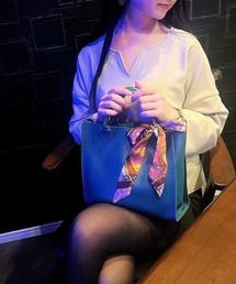 【luminio/ルミニーオ】（KST）スカーフ付き 本革トートバッグ