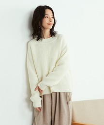 《ウォッシャブル》ショート丈　ボトルネックニット